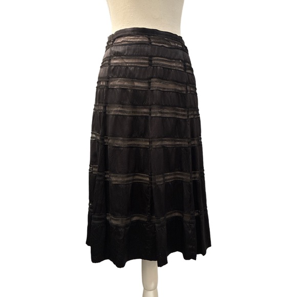 Nougat London Silk Black and Tan Sheer Layered Slip Skirt Size 2 - Picture 2 of 6